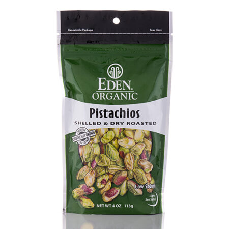 Eden Foods, Organic, Pistachios, Shelled Roasted, Sea Salt Misted, 4 Oz (113 G)